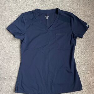 Med Couture Navy Short Sleeve Scrubs V-Neck Top